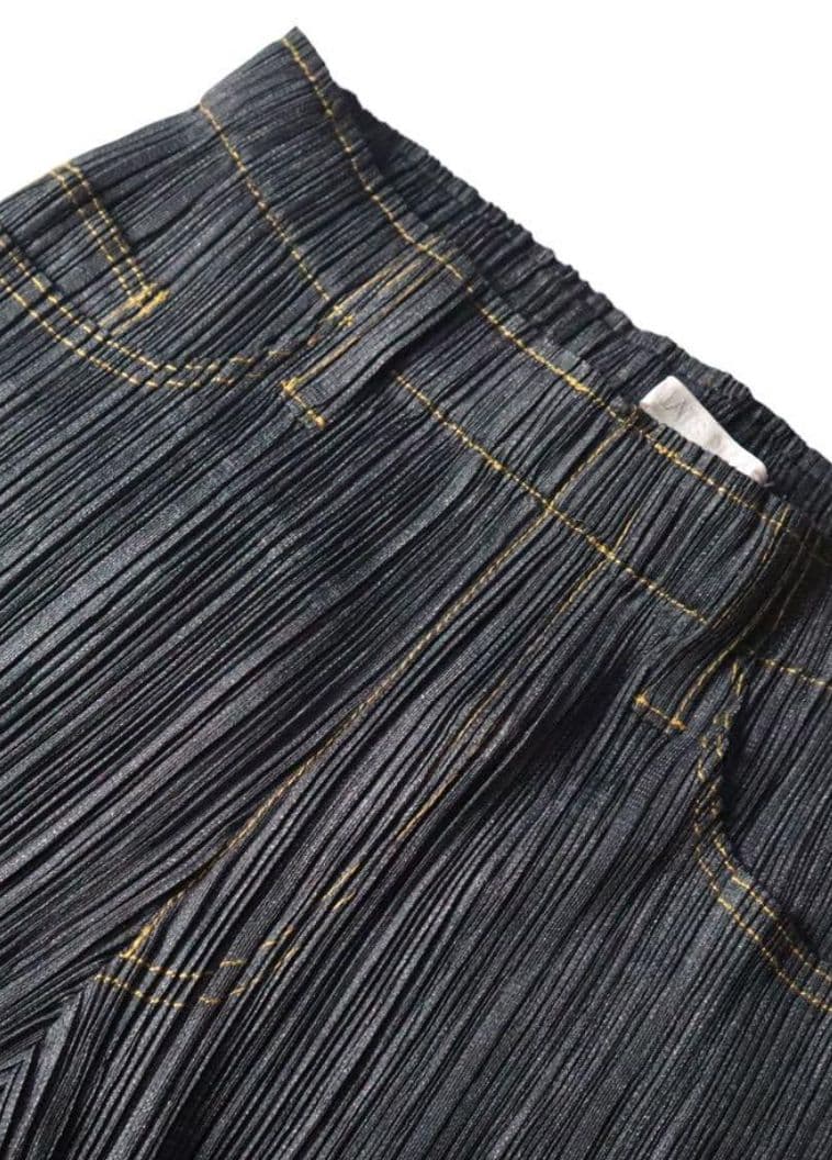 プリーツプリーズ　デニム転写　ブラックジーンズ　3