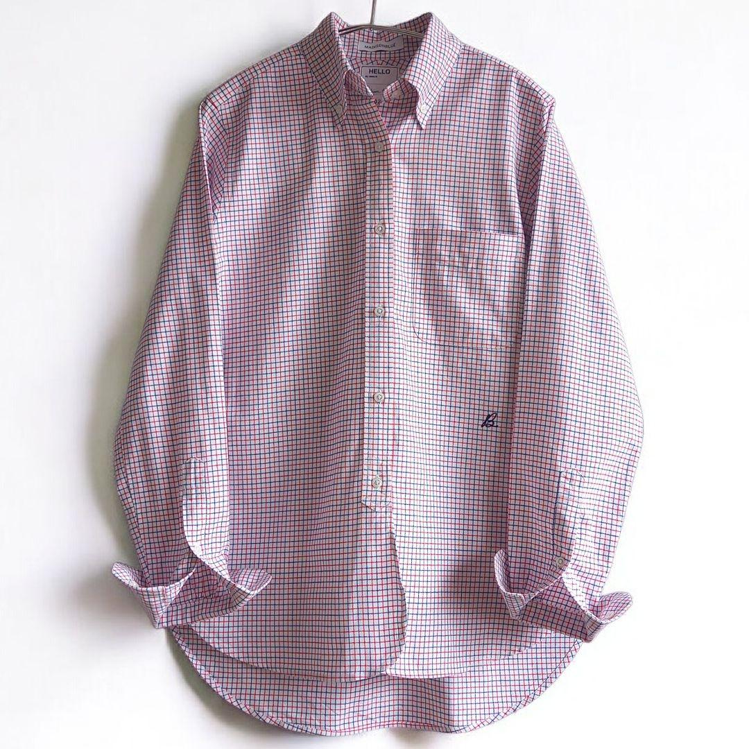 極美品　マディソンブルー　ボタンダウンチェックシャツ　02M　綿100%　B刺繍
