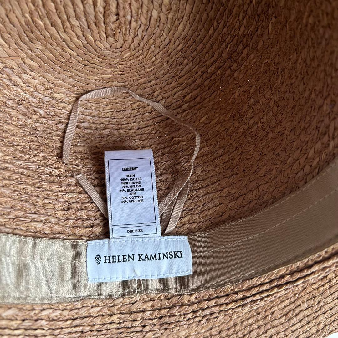 極美品 現行 ヘレンカミンスキー Easton 麦わら帽子 ラフィア リボン