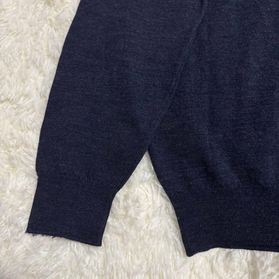 【美品】ジョンスメドレー タートルネック ニット M ネイビー ウール