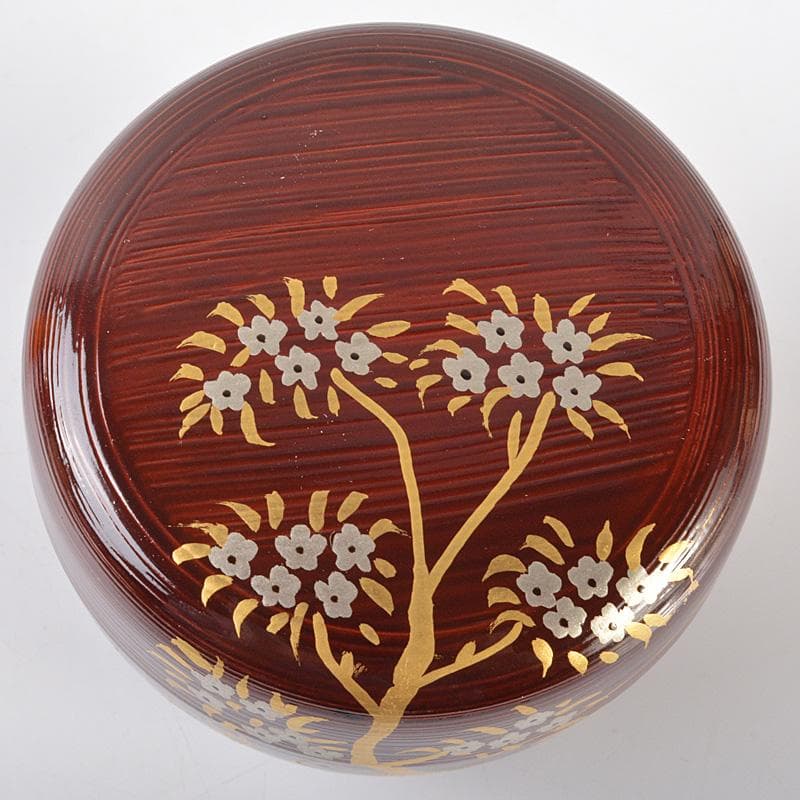 toco　千穂造　井伊大老好橘に水鳥蒔絵溜刷毛目小棗　共箱　V5789