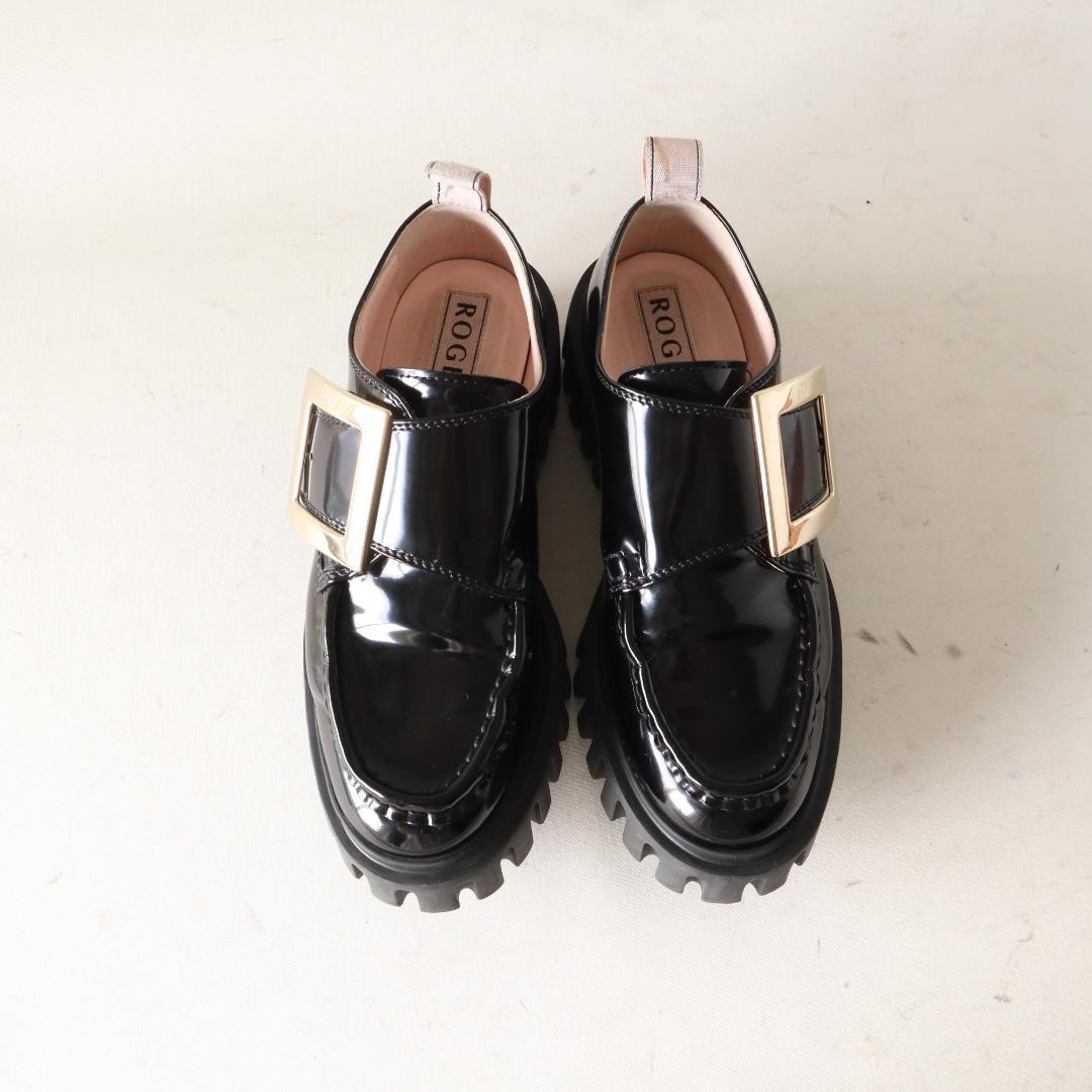 ロジェヴィヴィエ ヴィヴゴーシック厚底　黒エナメルローファー 37 24cm