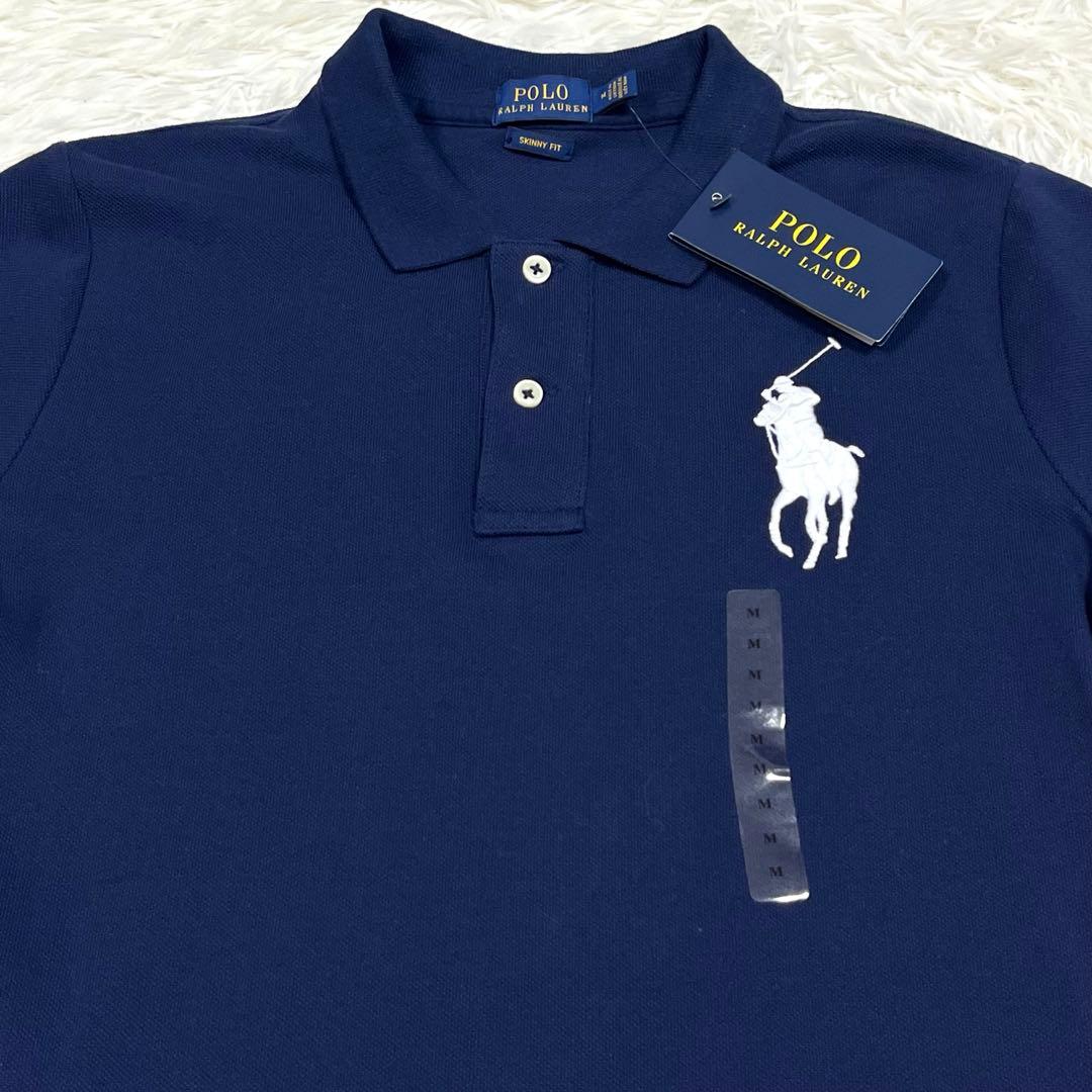 『新品』ラルフローレン ポロシャツ ビッグポニー ネイビー レディースMスキニー
