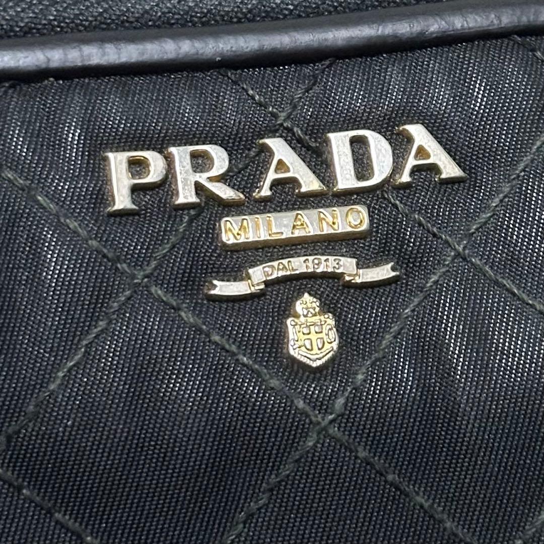 PRADA プラダ　長財布　キルティング　ナイロン　ラウンドファスナー　ブラック