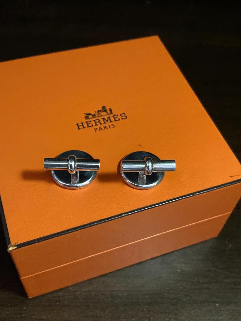 美品 エルメス セリエ ロゴ ラウンドシェイプ カフス シルバー AG925
