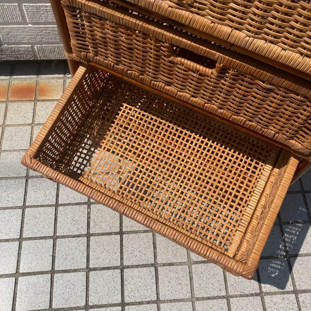 昭和レトロ ラタンチェスト 5段 引き出し箪笥 古家具 ビンテージヴィンテージ