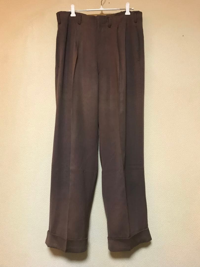50s レーヨン ギャバジン スラックス フェード 茶 60s 2タック