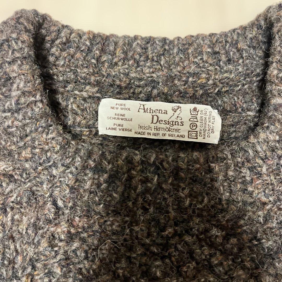 Athena Designs アラン模様 ニットセーター　ブラウン基調　古着