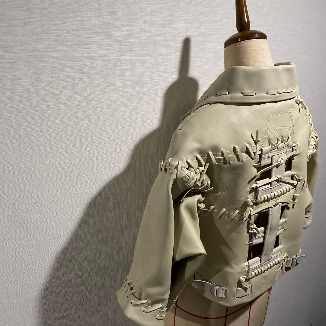 コムデギャルソン 05ss 激レア!! 編み込み ショートレザージャケット