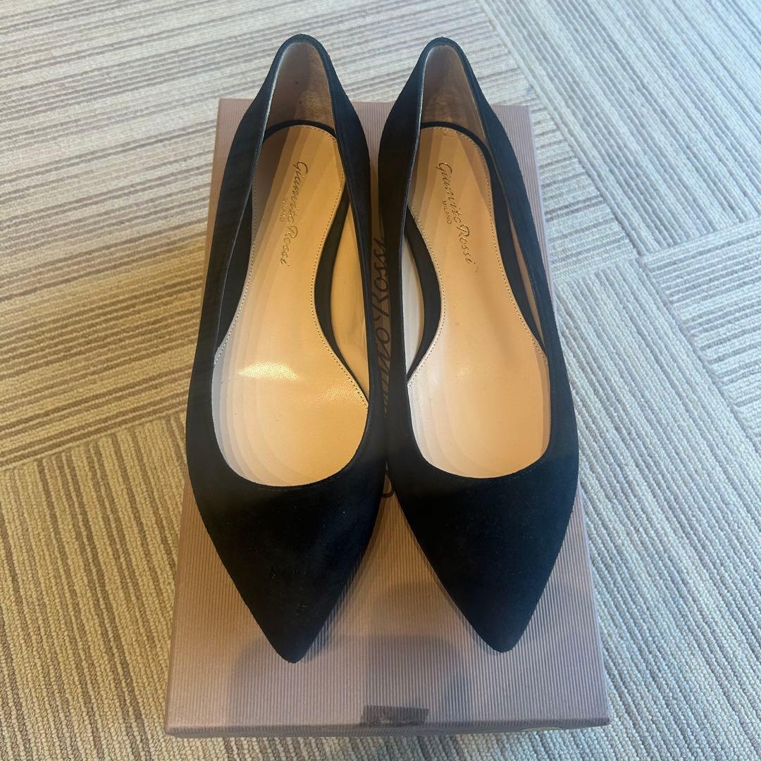 ジャンヴィトロッシ　黒スエードポインテッドトゥパンプス　36 1/2 23.5