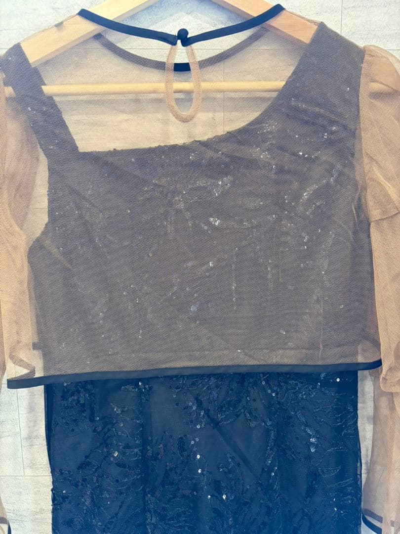 【Leja】エレガント パーティードレス Sサイズ ブラウン/ブラック