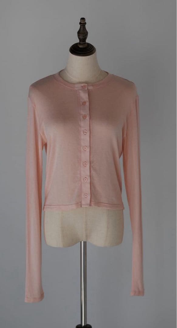 pois シアーニットカーディガン　ピンク