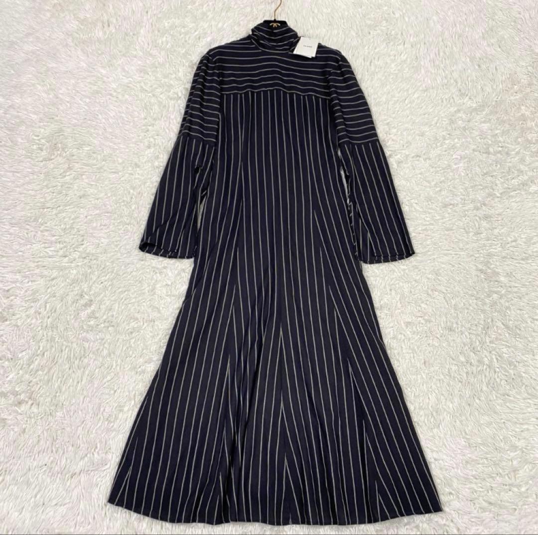 新品✨CLANE ストライプ タイアレンジ フレアワンピース　ロング　マキシ丈