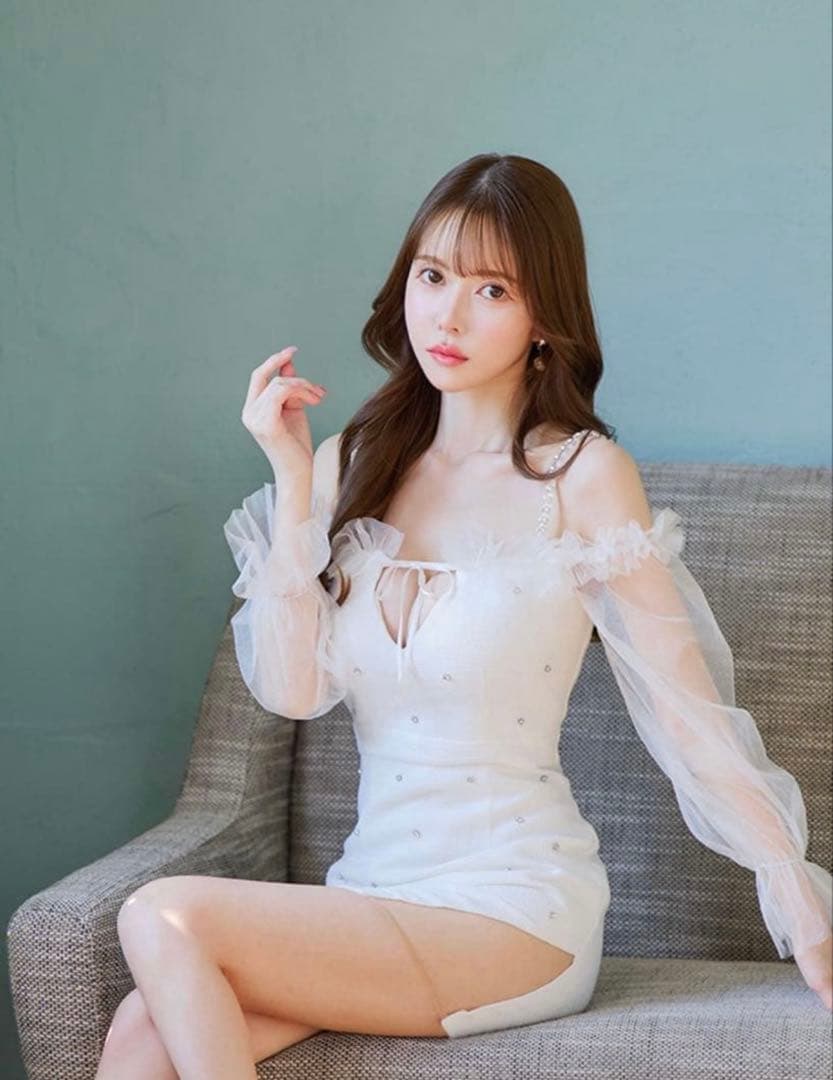 Jewels チュールフリルツイードビジュードレス