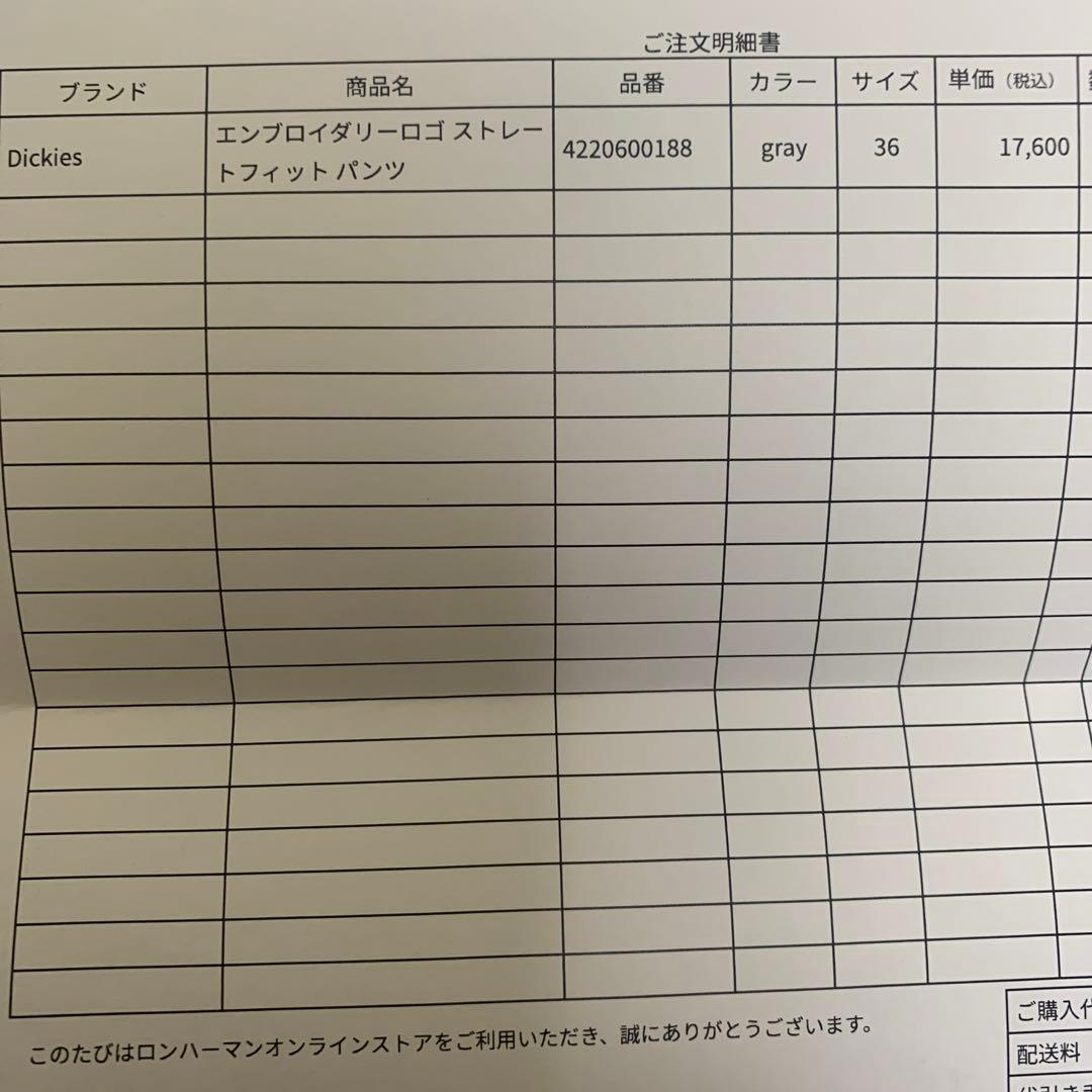 ロンハーマン　ディッキーズ　エンブロイダリーロゴ　ストレートフィット　パンツ36