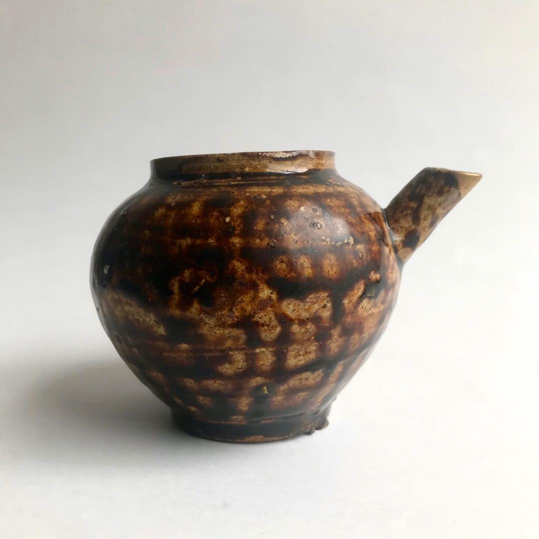 李朝　民芸　飴釉　酒器　水柱　小壺