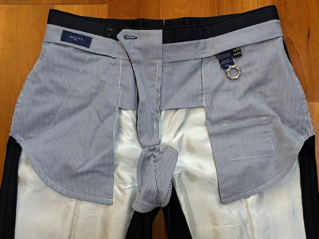 INCOTEX スラックス ポルトガル製 ネイビー 50 スリムテーパード