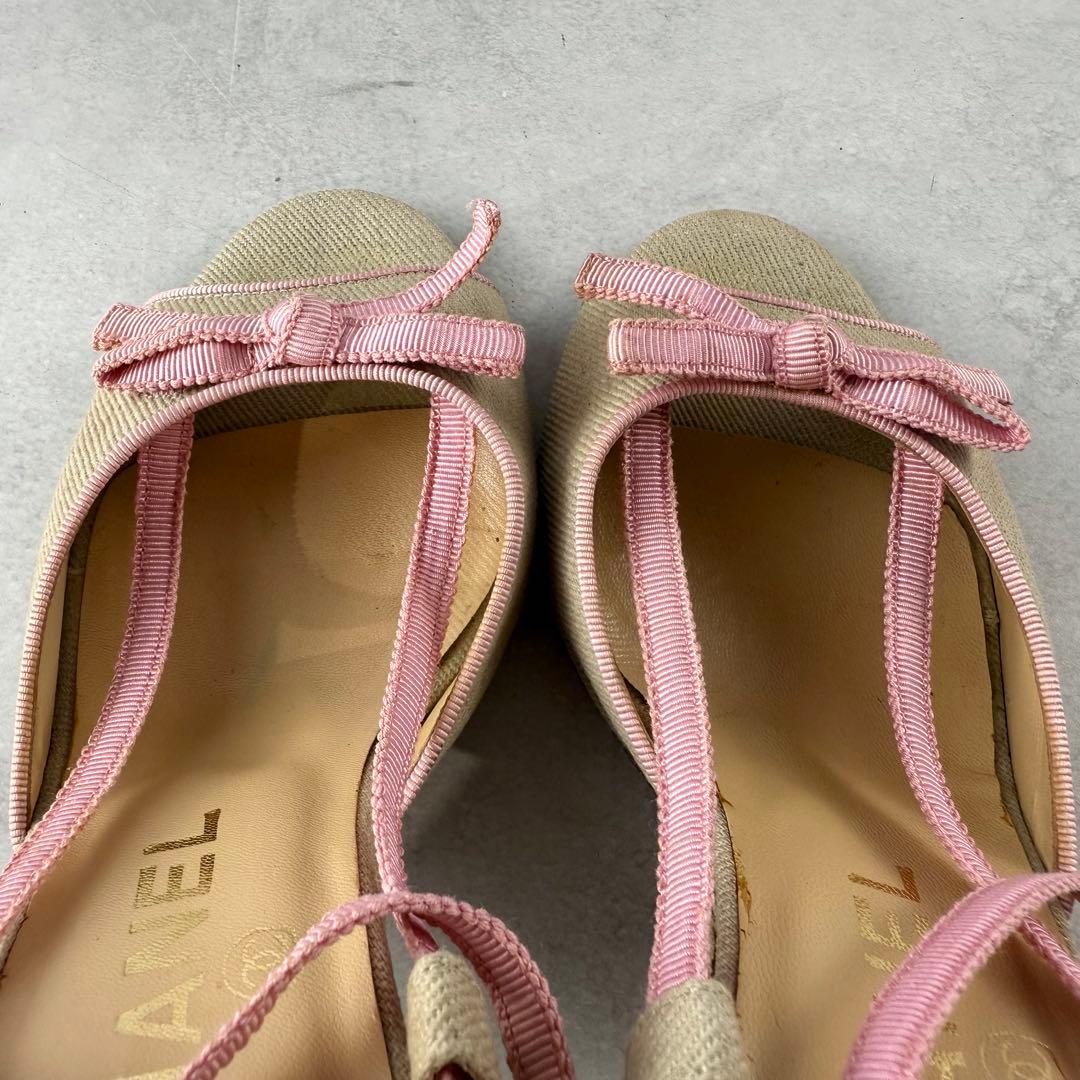 CHANEL ココマーク エスパドリーユ ヒール アンクルストラップ 22cm