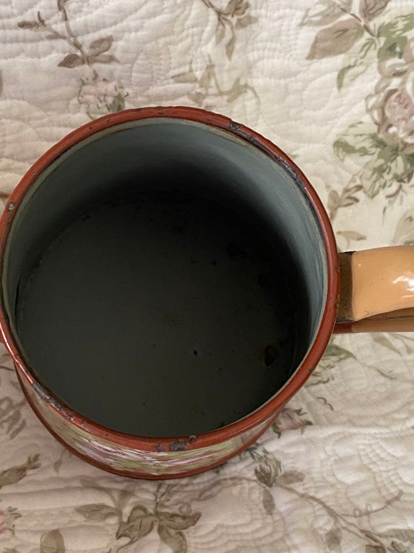 ＊フランスアンティーク＊ホーロー＊薔薇のポット＊