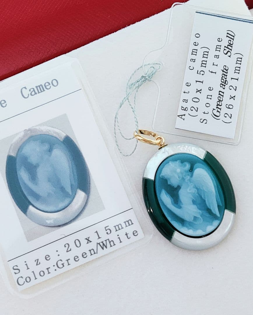 未使用品 k18 カメオ ペンダント 天使