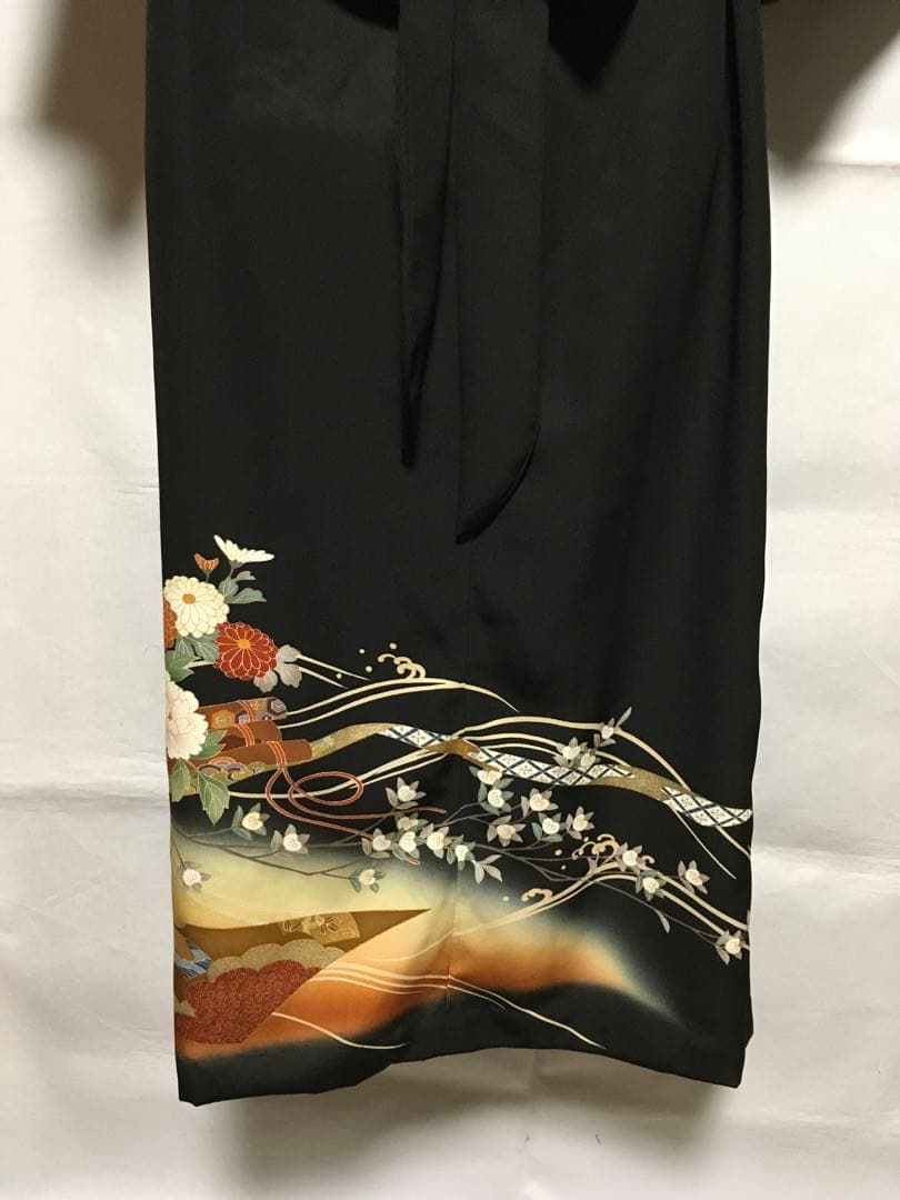 結婚式に！着物リメイク　正絹留袖ドレス　ロングワンピース　「雪輪に牡丹」Bタイプ