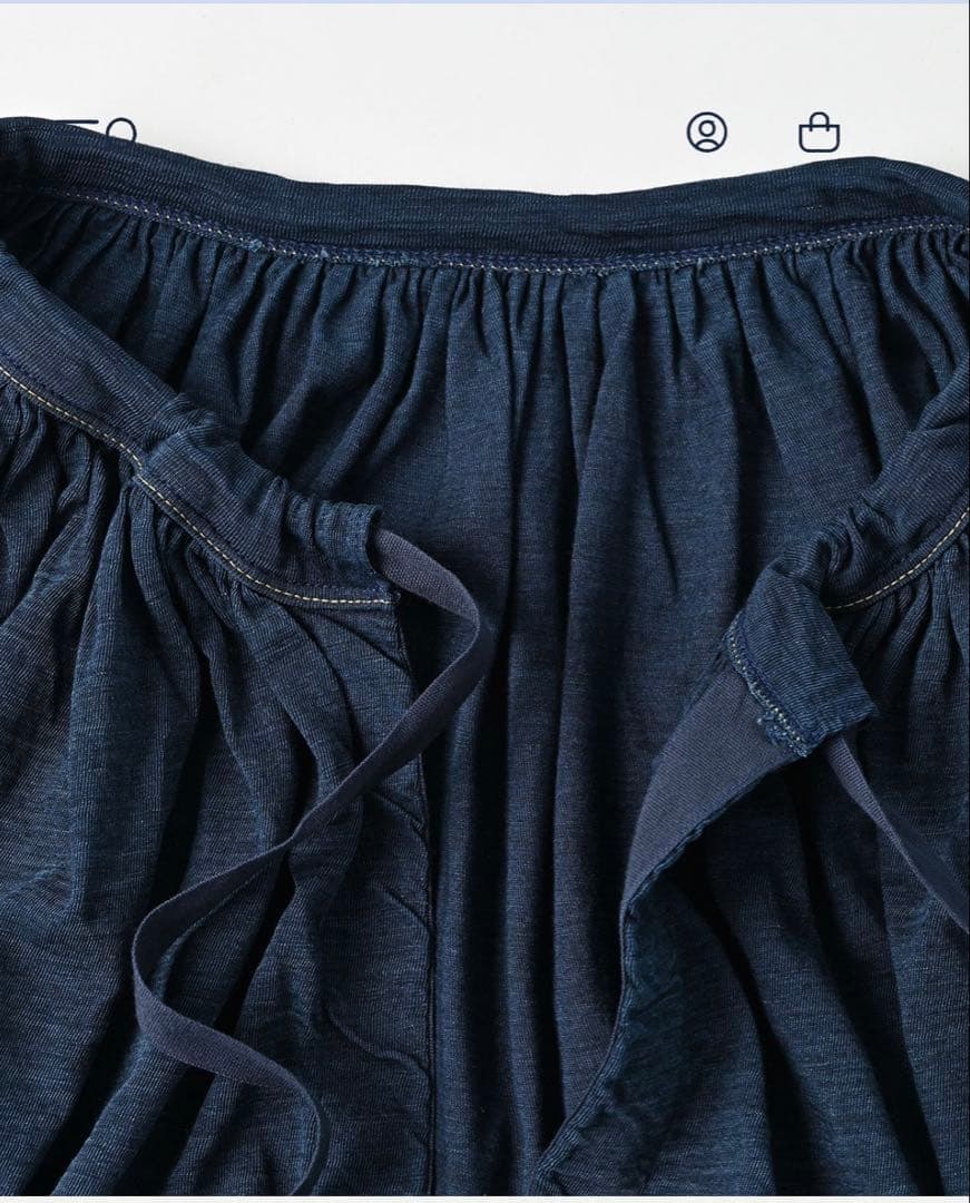 25SS 45R スーピマ天竺のギャザーブラウス（インディゴ）