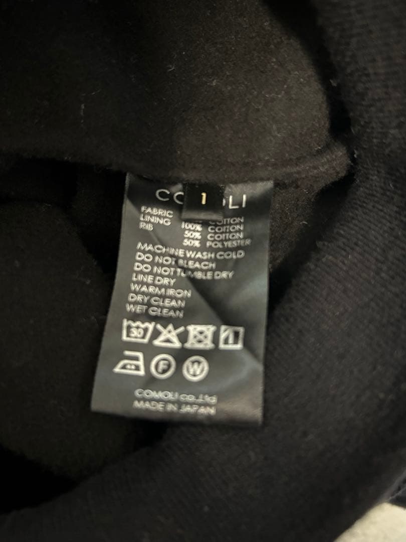 COMOLI 25aw ブラックデニムジップパーカ　サイズ１