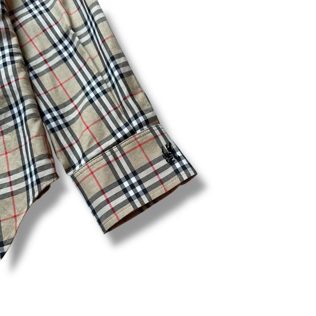 極美品 XL相当 バーバリーズ ノバチェック 刺繍ロゴ 長袖シャツ レディース