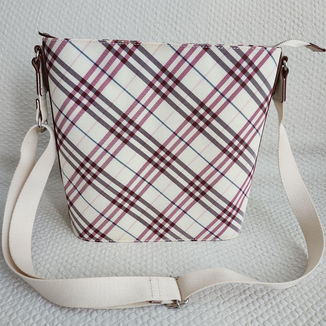 バーバリー ブルーレーベル　ショルダーバッグ　ノバチェック　ホワイト　ピンク