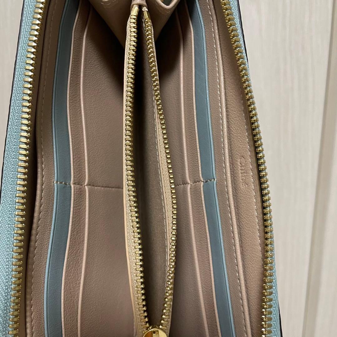 クロエ アルファベットロングウォレット ジップ付き長財布 クラウディブルー