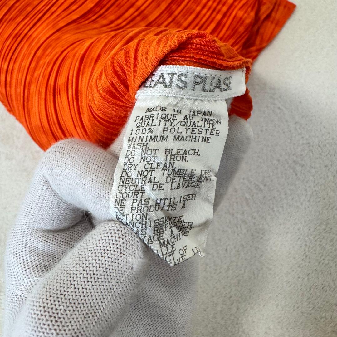 美品✨PLEATS PLEASE プリーツ　ノースリーブ　オレンジ　柄入り