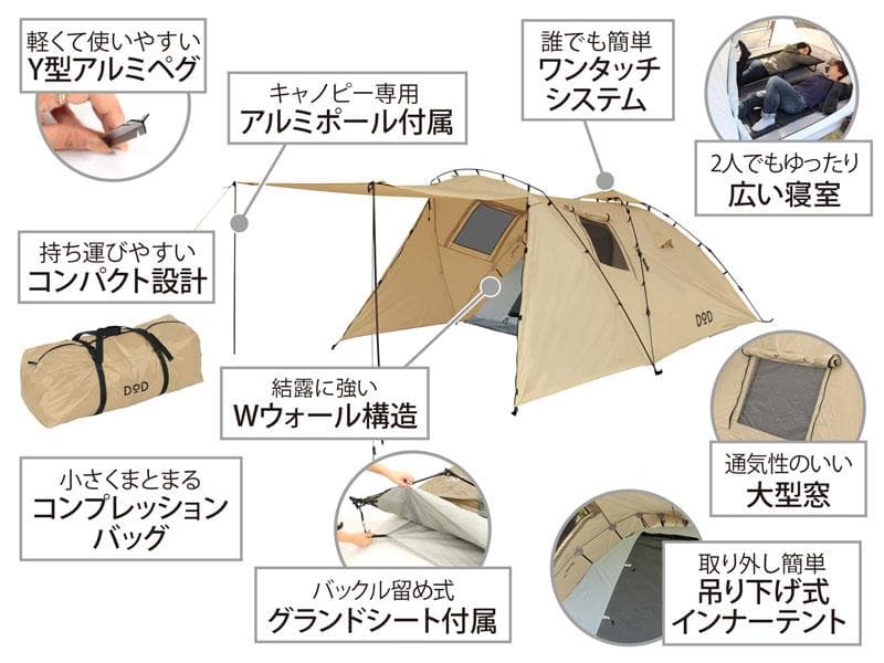 DOD　ライダーズタンデムテント　T3-485-TN　トップシート欠品