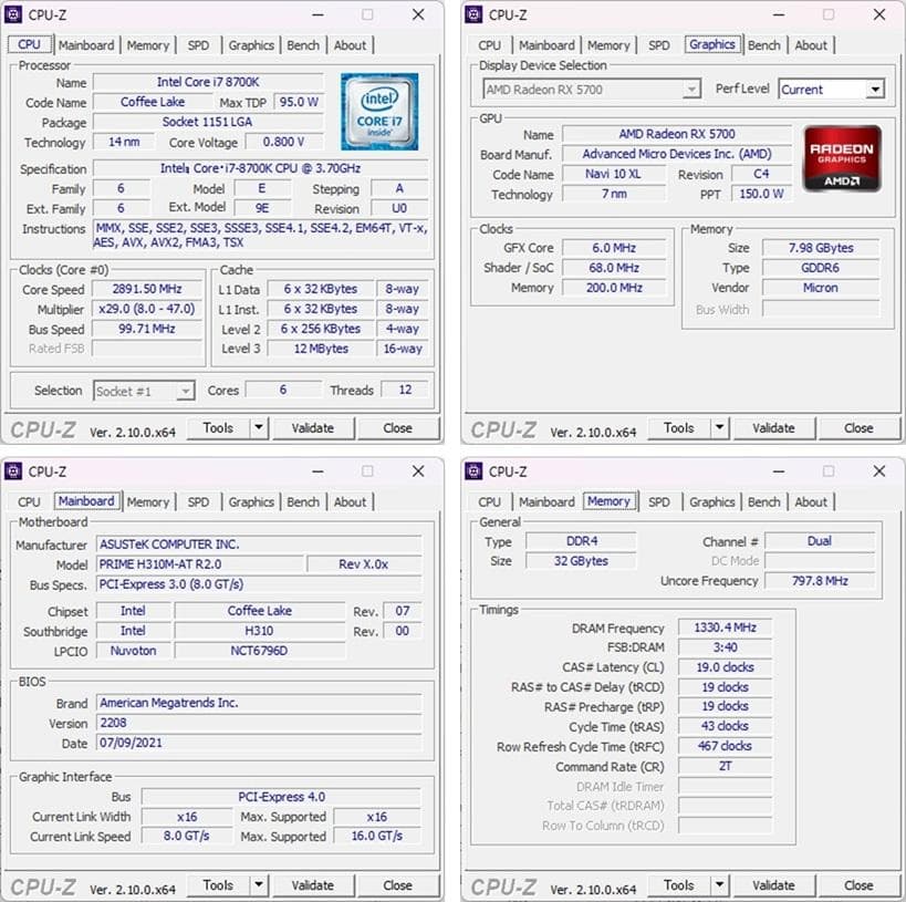 ゲーミングPC/Core i7 8700K/RX5700/メモリ32GB