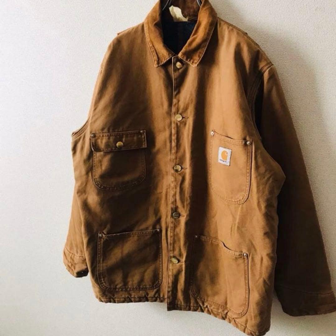 カーハート　カバーオール　キャメル　コーデュロイ襟　L-XL