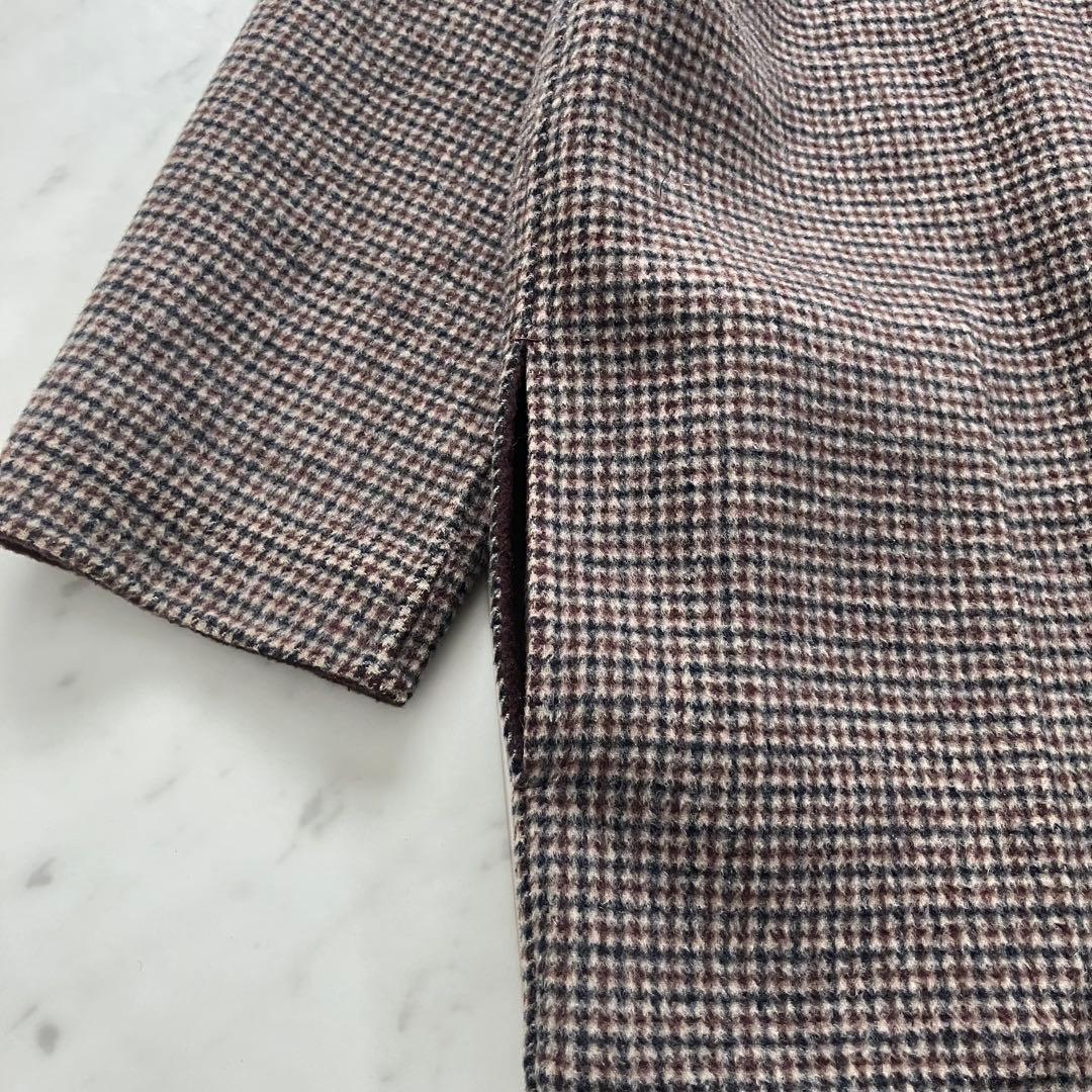 プラージュ ウールリバーコート リバーシブル ブラウン チェック 38