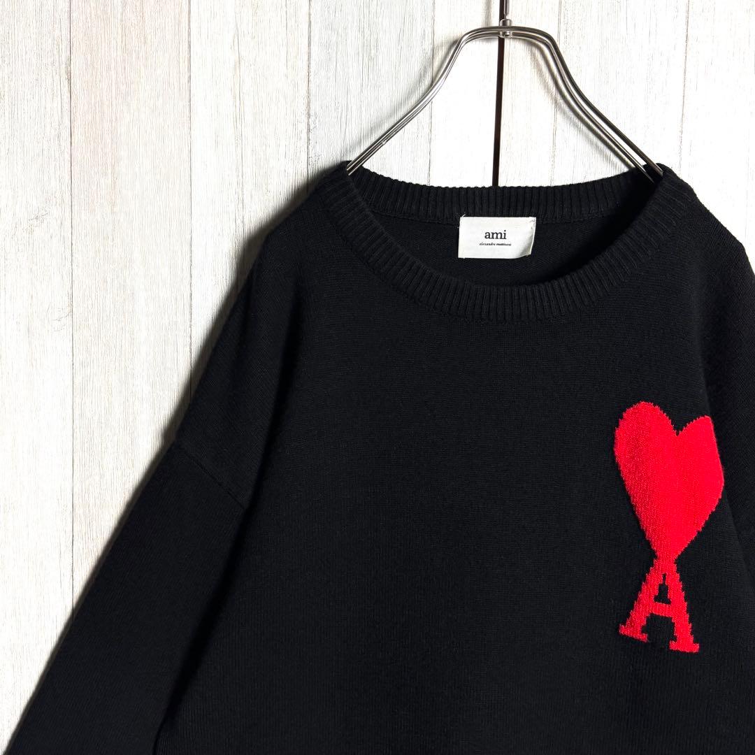 3623【大人気・美品】ポルトガル製 アミ ビッグハートロゴ ニットセーター