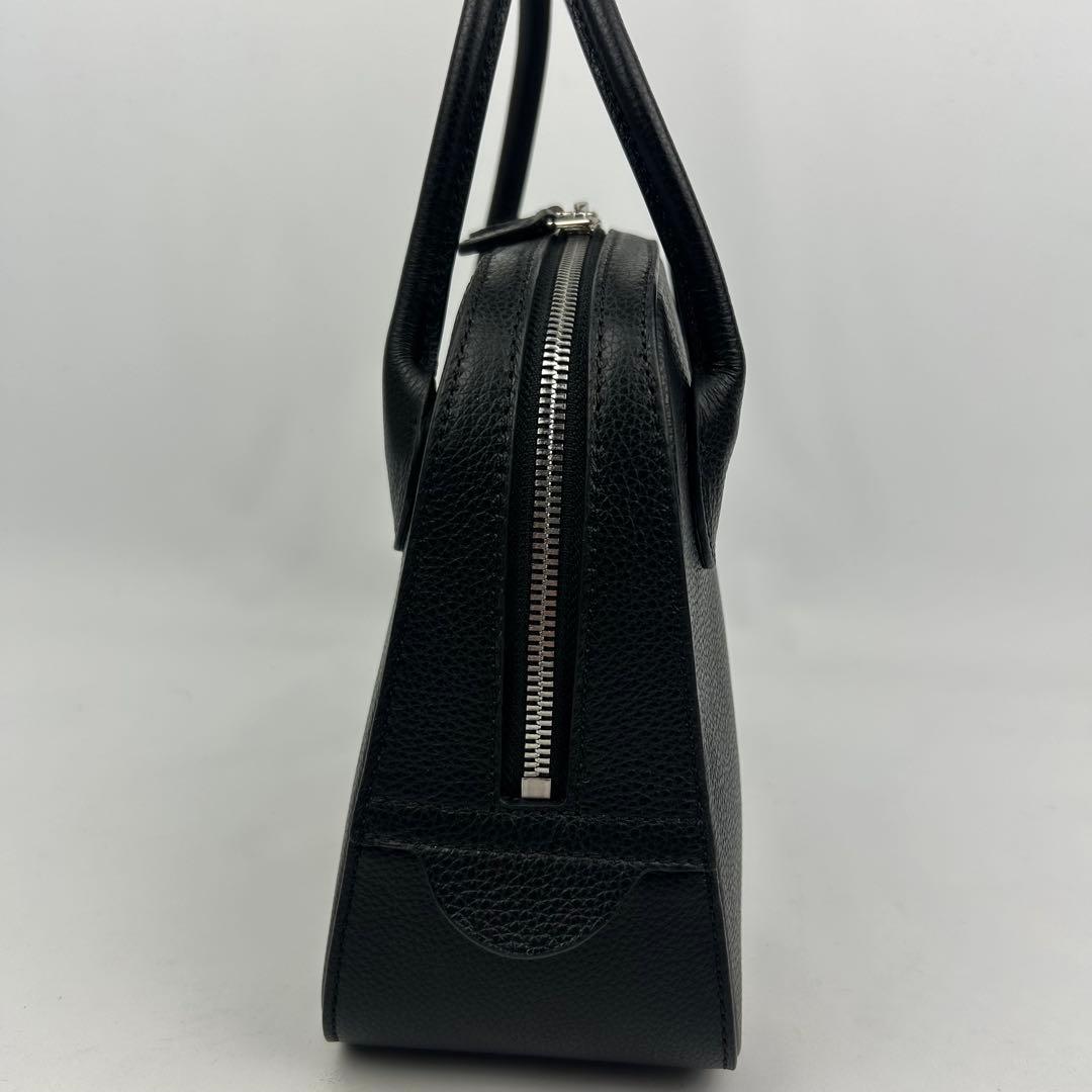 【未使用級】メゾンカナウ　ラウンドボストン　ハンドバッグ　シボ革　レザー　黒