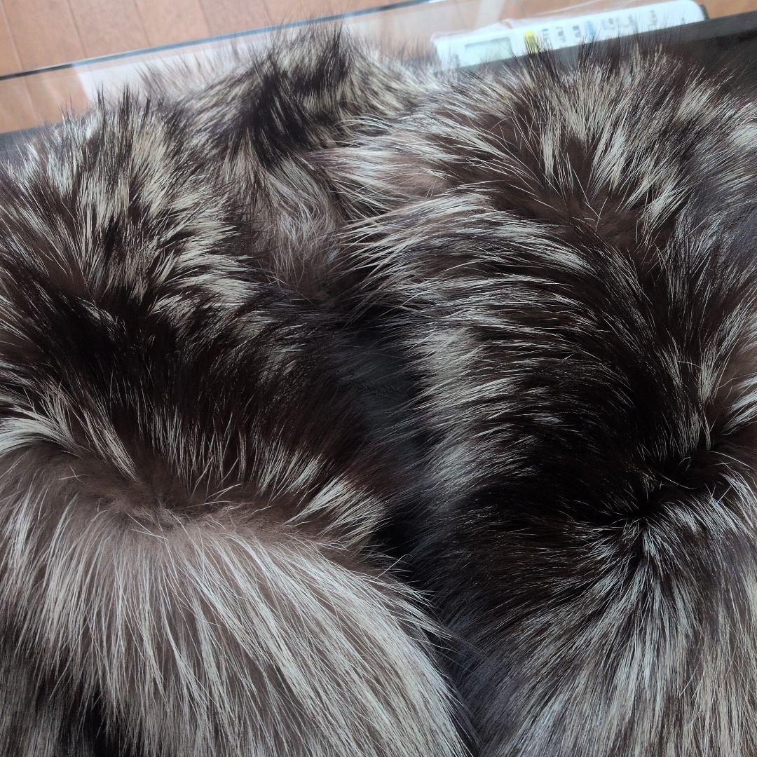 ロング丈ハーフコート シルバー リアルファー