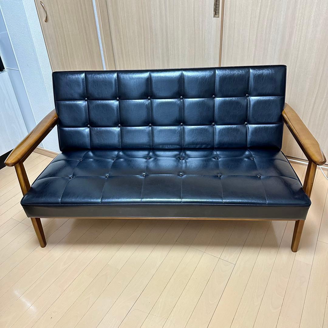 カリモク60 Kチェア 2シーター スタンダードブラック 定番 美中古品