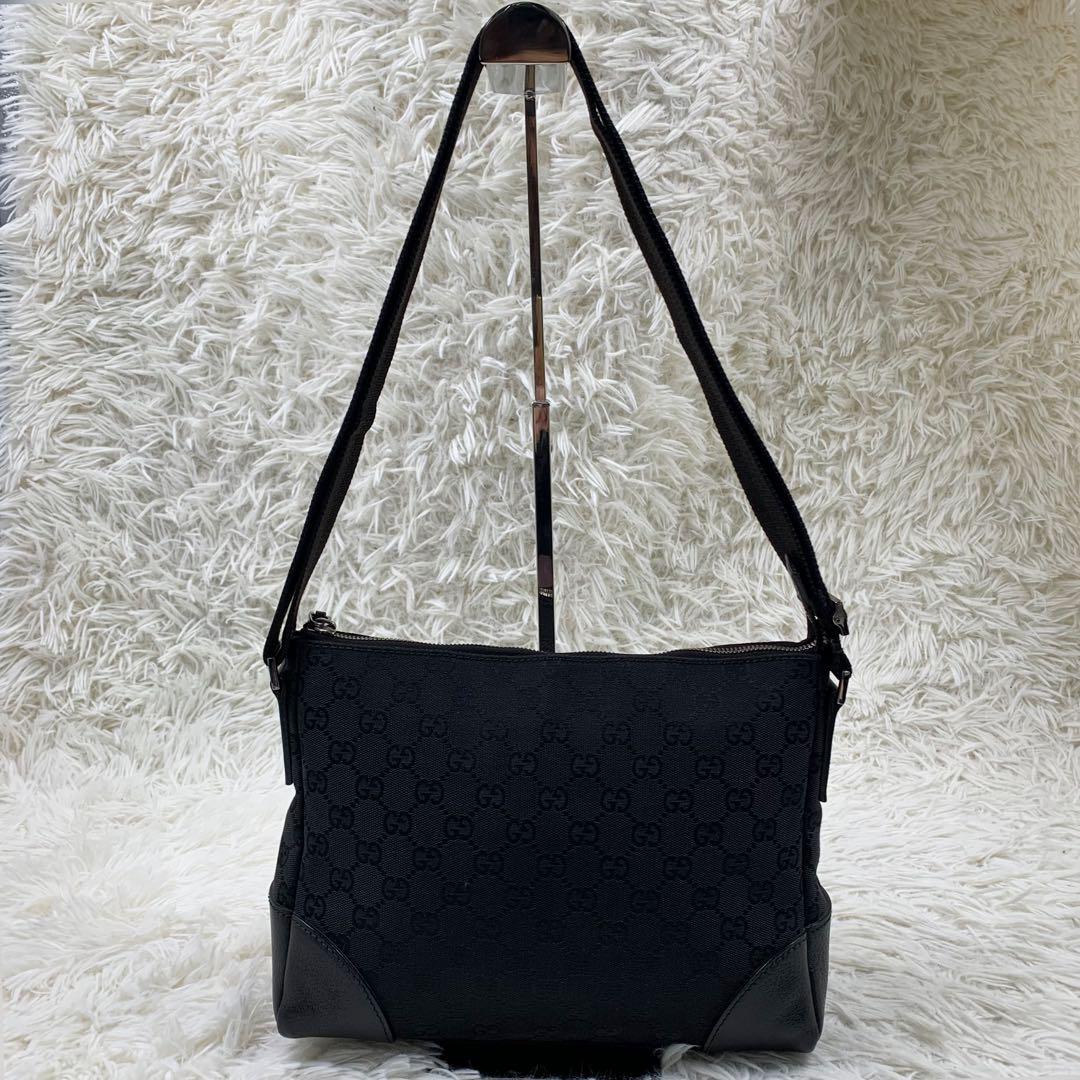 【✨極美品✨】グッチ ショルダーバッグ GGキャンバス ブラック