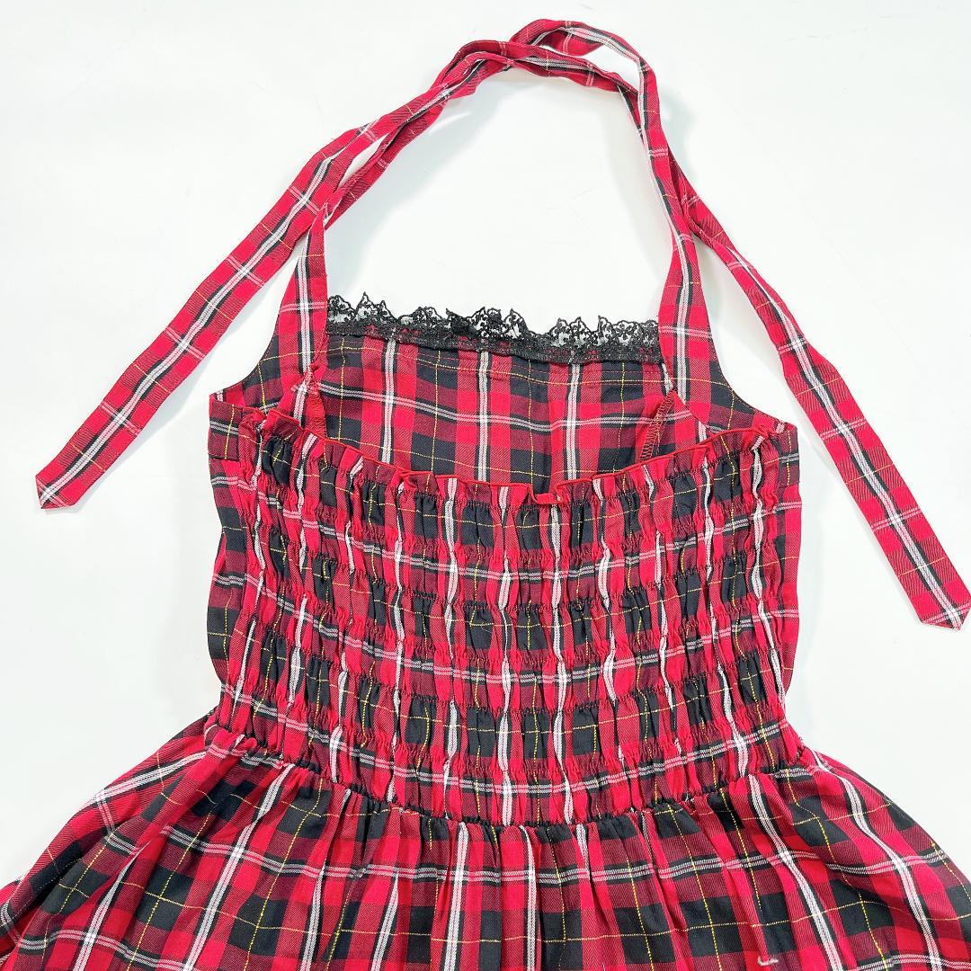 PUTUMAYO プトマヨ ミニワンピース フリル レース チェック 赤