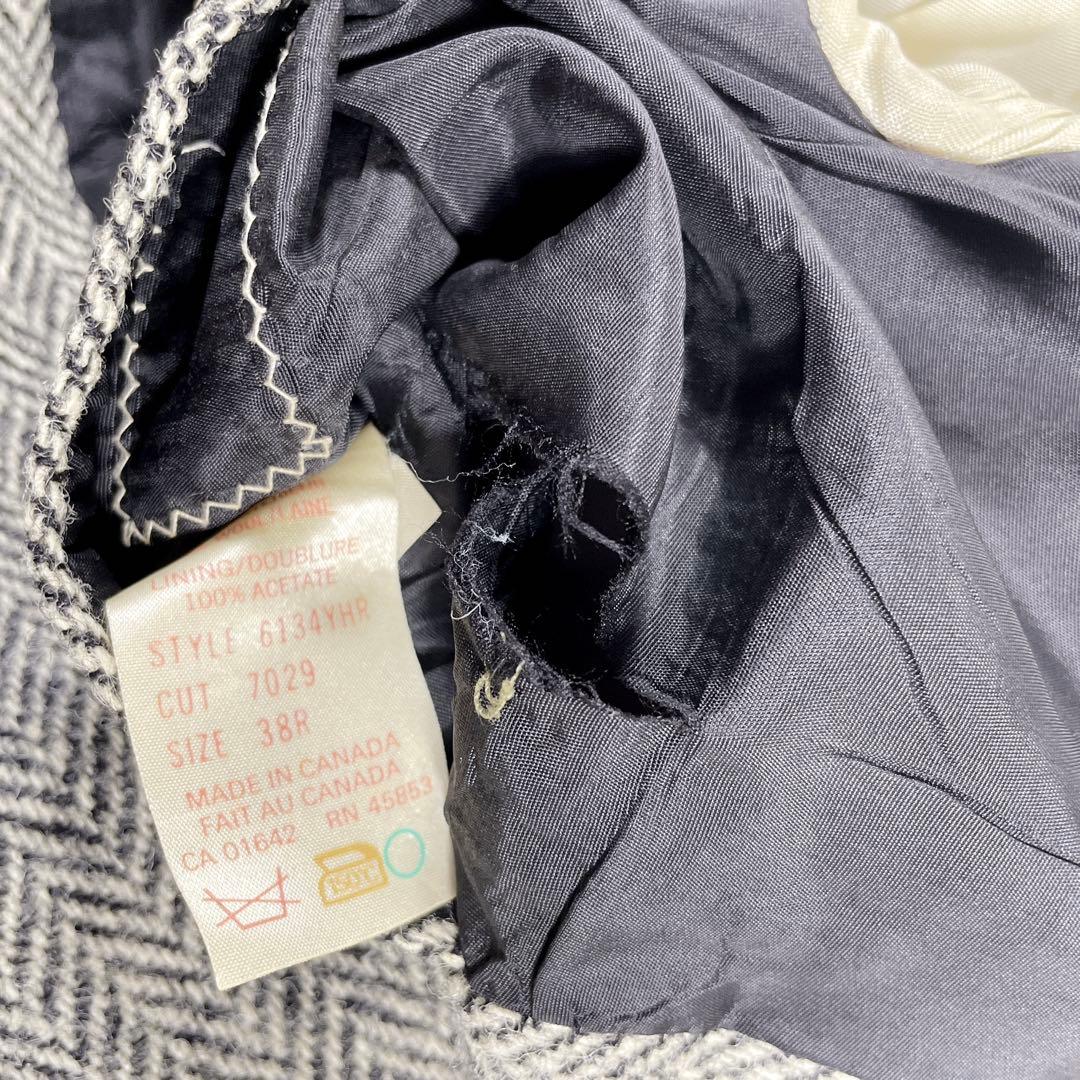 ハリスツイード テーラードジャケット ヘリンボーン 胡桃ボタン ヴィンテージ