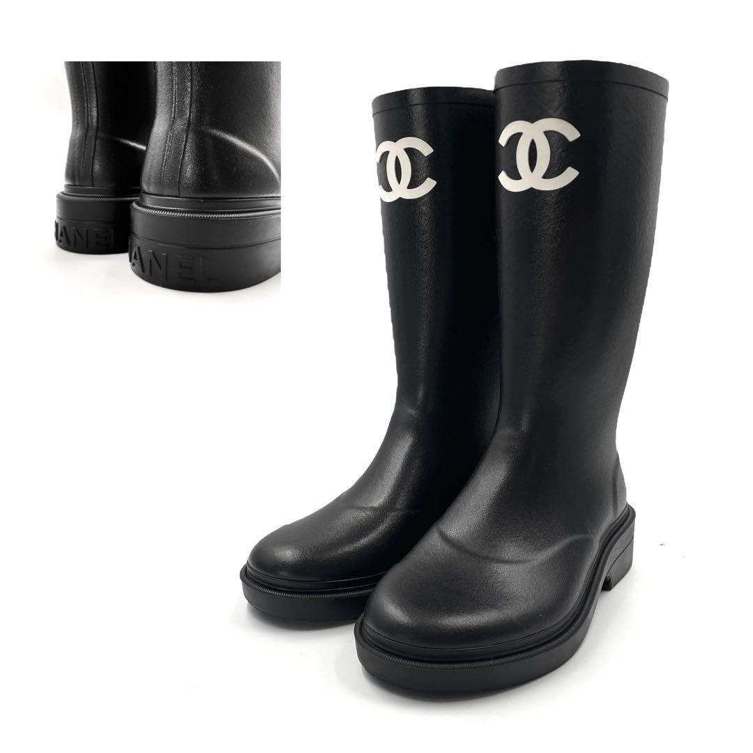《未使用級》CHANEL シャネル レインブーツ ココマーク 黒 36 付属無し