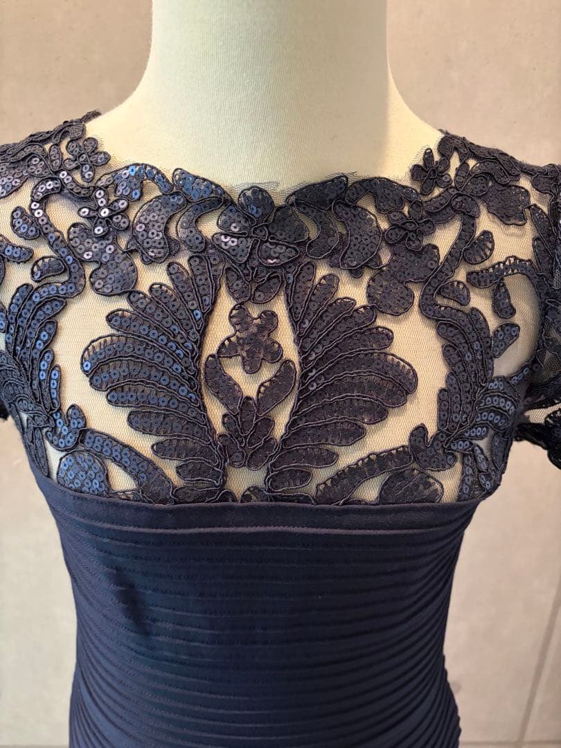 TADASHI SHOJI タダシショージ　ネイビー レース袖 ドレス謝恩会