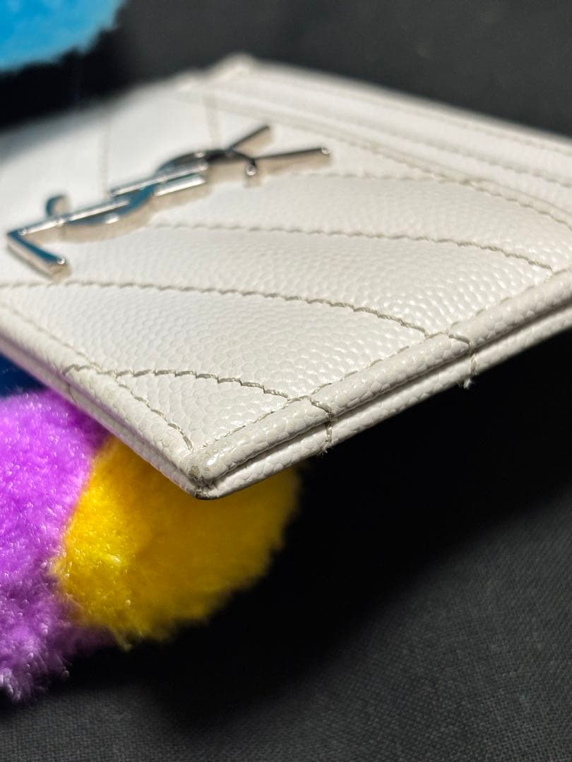 サンローラン モノグラム カードケース ホワイト 白