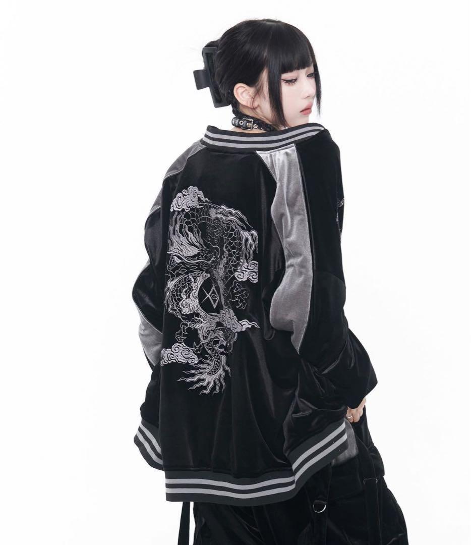 REFLEM[レフレム]ドラゴン刺繍ベロアスカジャン