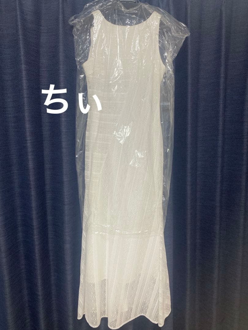 新品タグ付き ジオメトリックレースパネルワンピース ホワイト M アニュアンス