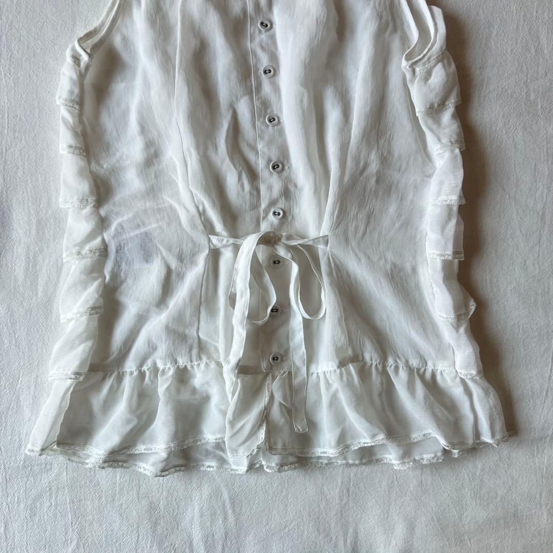 【高級】PINK HOUSE ノースリーブ チュニック フランス製レース フリル