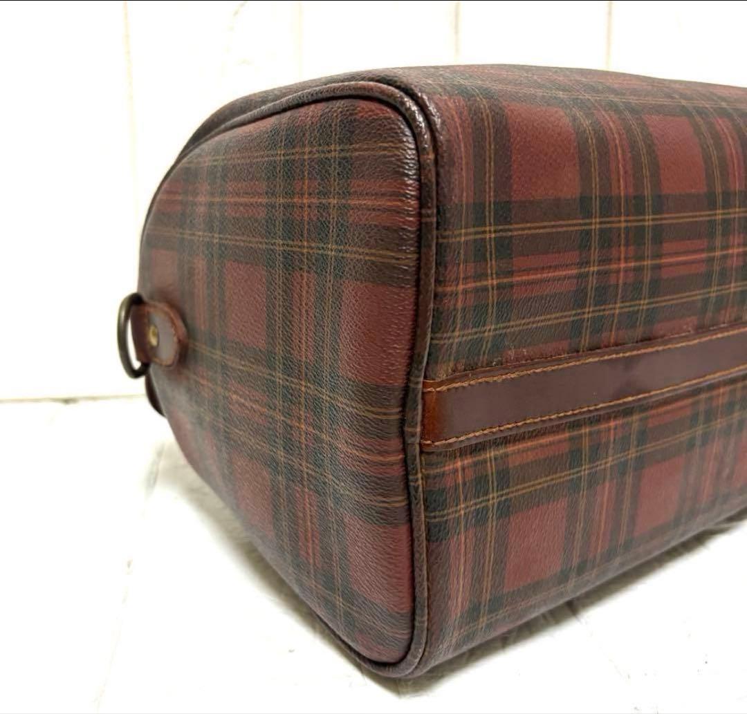 希少　ラルフローレン　ハンドバッグ　ミニボストンバッグ　タータンチェック　赤茶