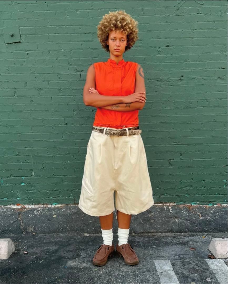 パンツ 194 Pleated 5-Pocket Short Natural